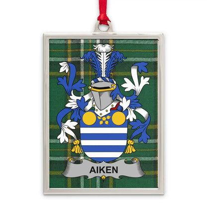 Aiken Family Crest Plaid Background Ornament product