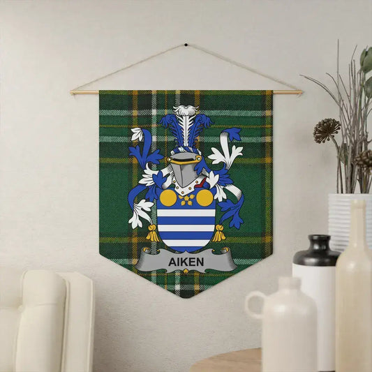 Custom Family Crest with Tartan Design Banner product
