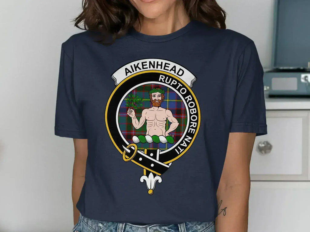Aikenhead Clan Crest Tartan Printed T-Shirt Sweatshirt - Celtic Ancestry Gifts