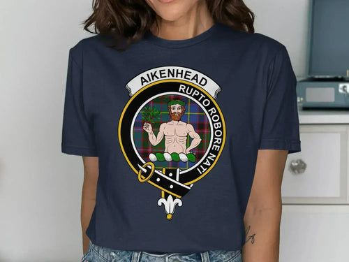 Aikenhead Clan Crest Tartan Printed T-Shirt Sweatshirt - Celtic Ancestry Gifts