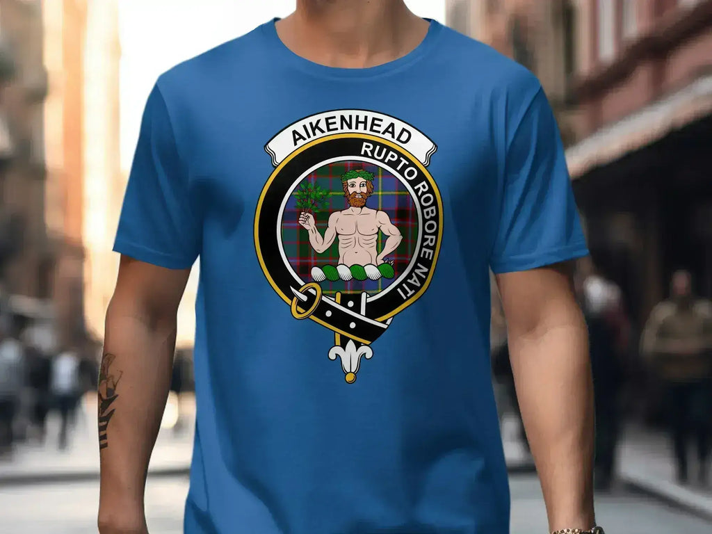 Aikenhead Clan Crest Tartan Printed T-Shirt Sweatshirt - Celtic Ancestry Gifts