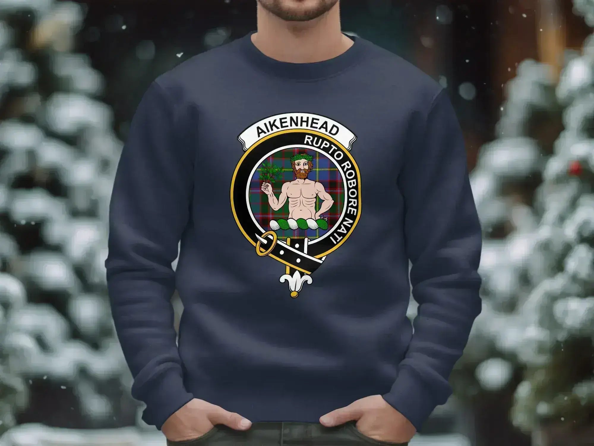 Aikenhead Clan Crest Tartan Printed T-Shirt Sweatshirt - Celtic Ancestry Gifts