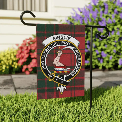 Ainslie garden flag showing the top pole sleeve