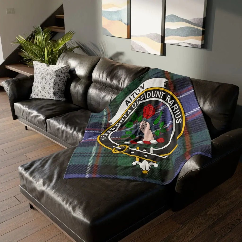 Vibrant Blanket Featuring Unique Family Crest Design