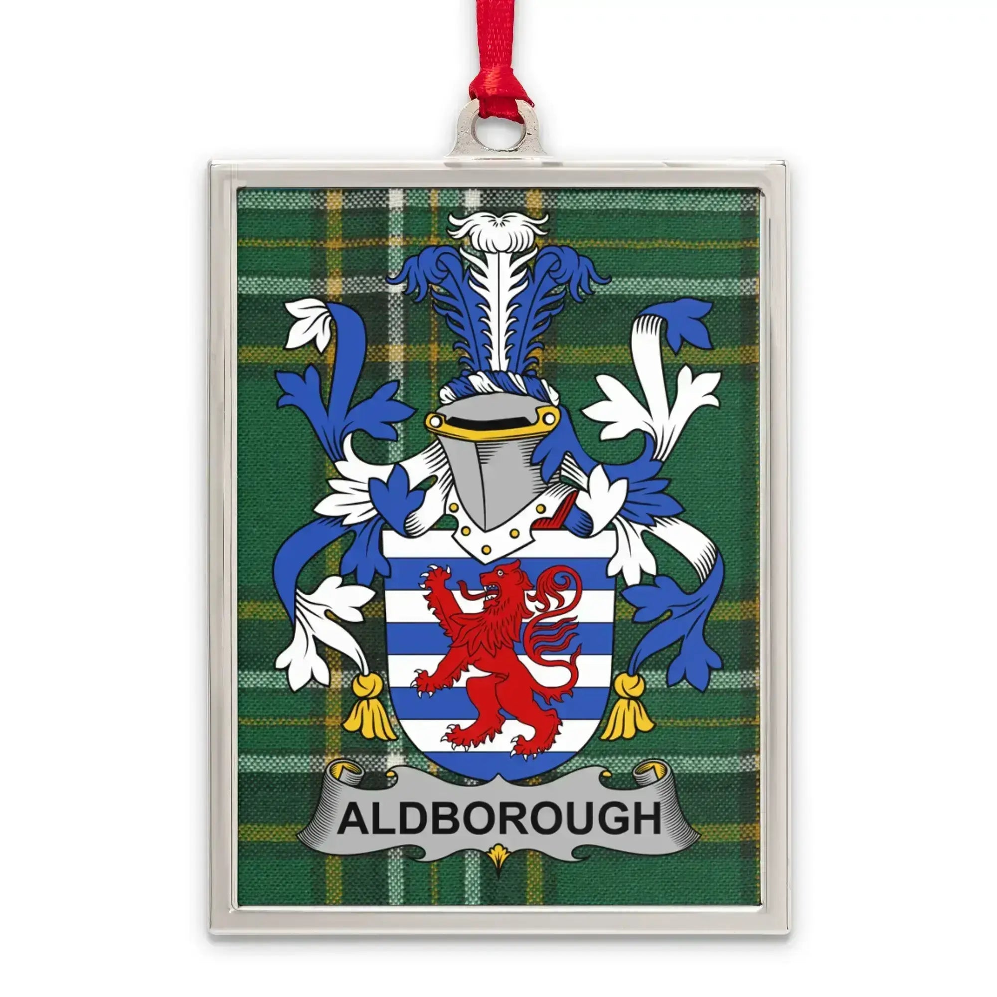 Aldborough Family Crest Plaid Pattern Hanging Ornament