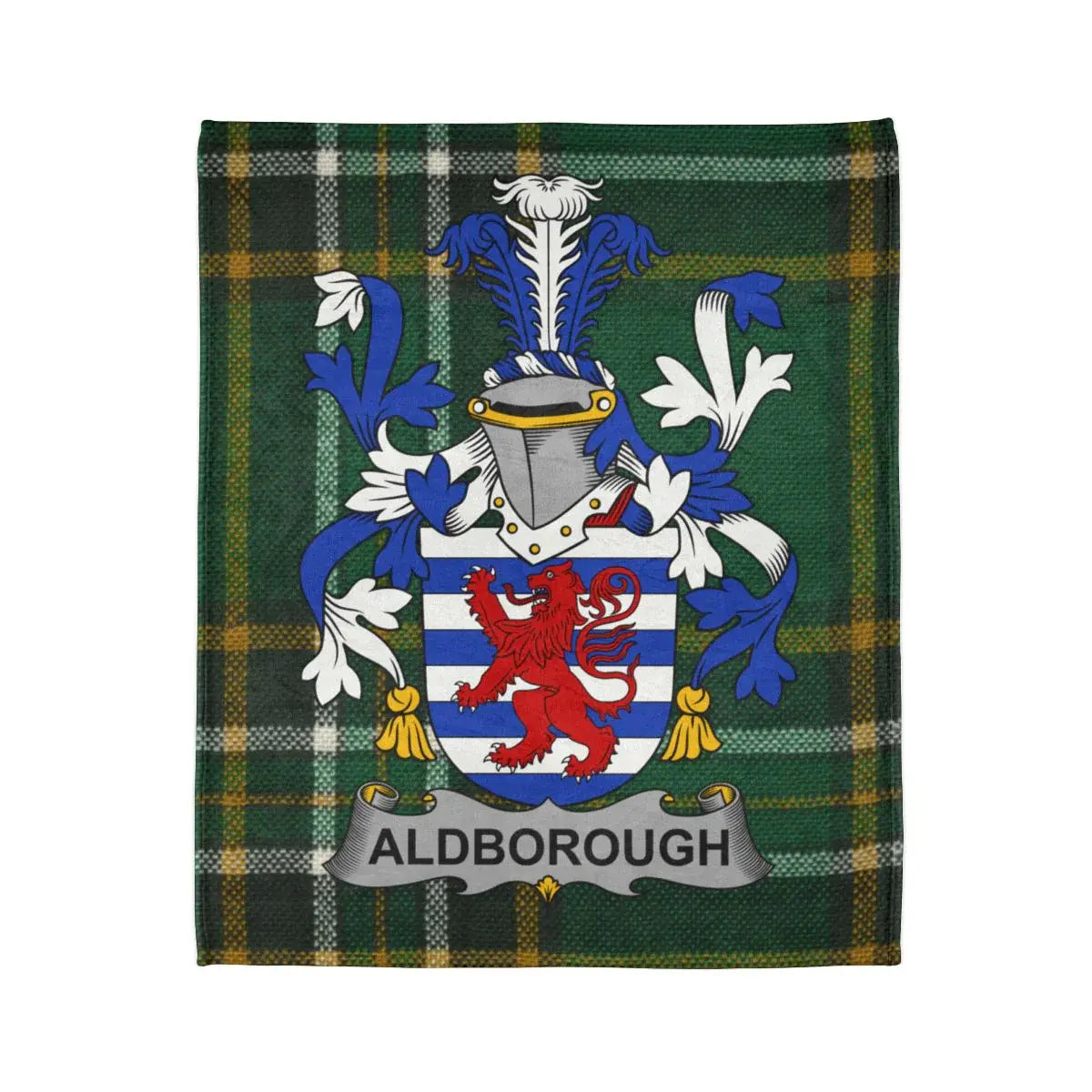 Aldborough Family Crest Green Tartan Blanket