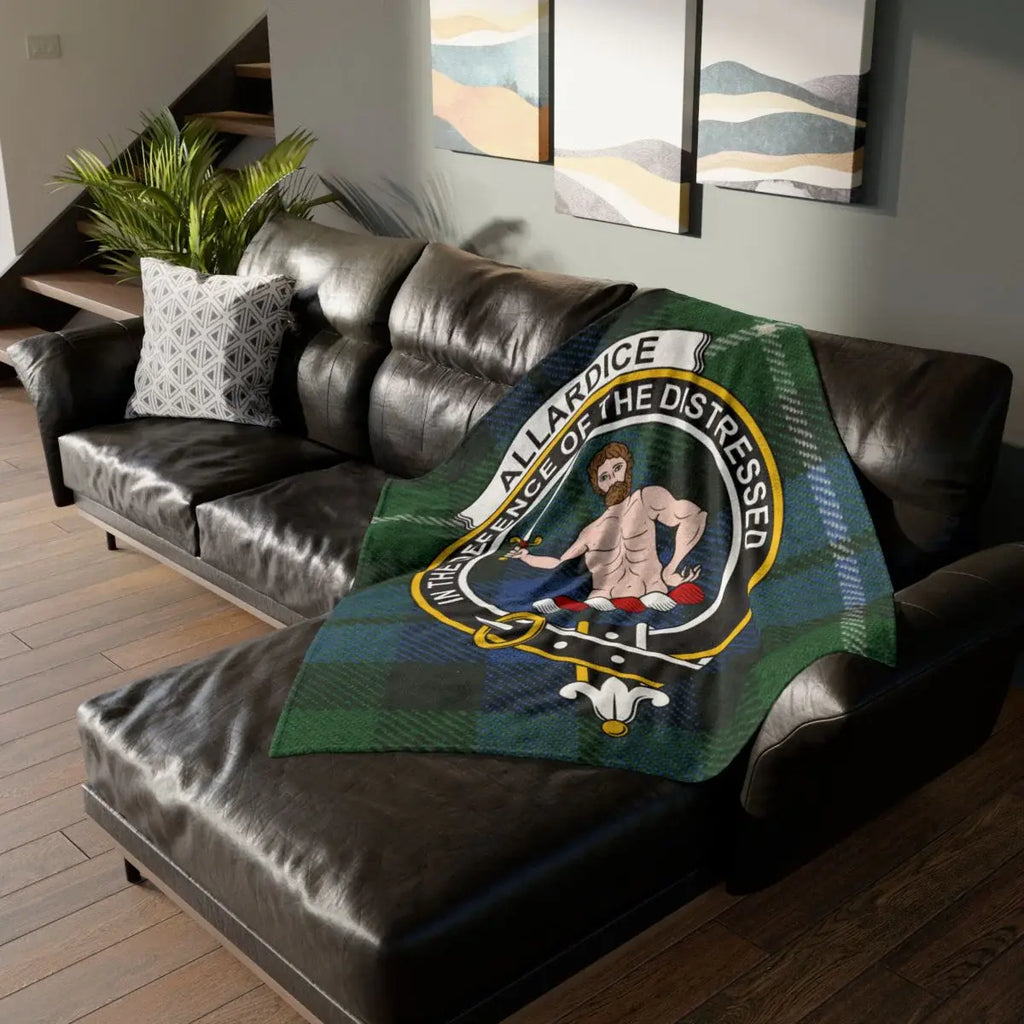 Clan Allardice Crest Embroidered Tartan Blanket