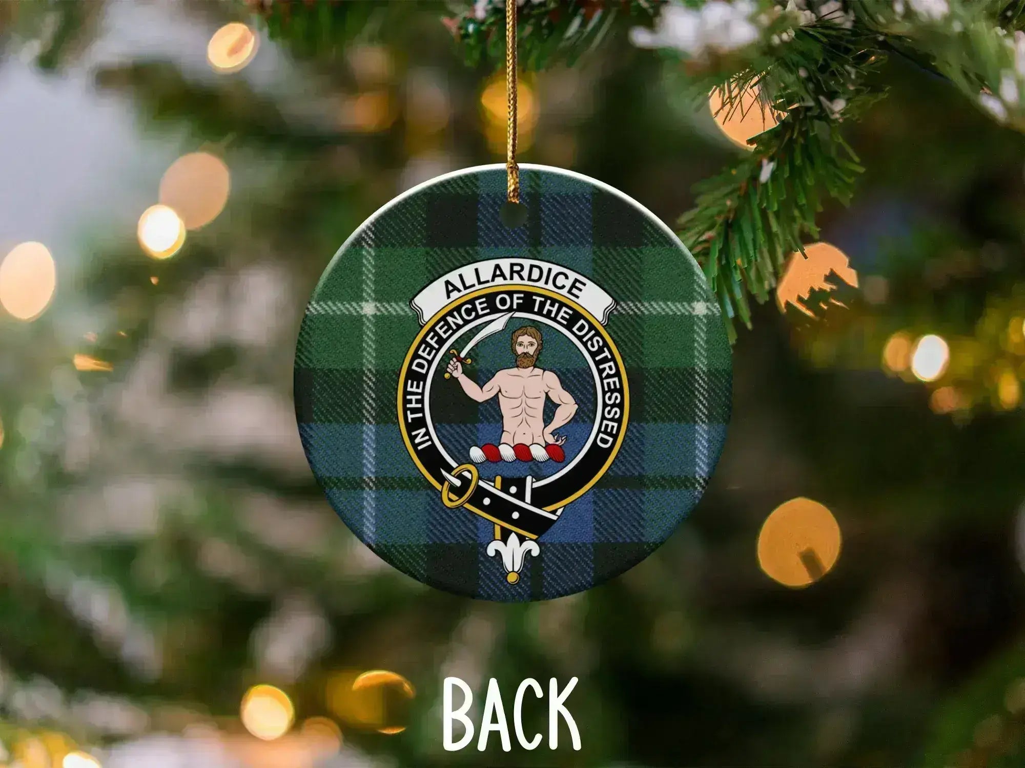 Allardice Family Crest Tartan Tree Ornament product