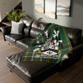 Anderson coat of arms Irish tartan printed throw blanket — green and gold heritage design, 50x60