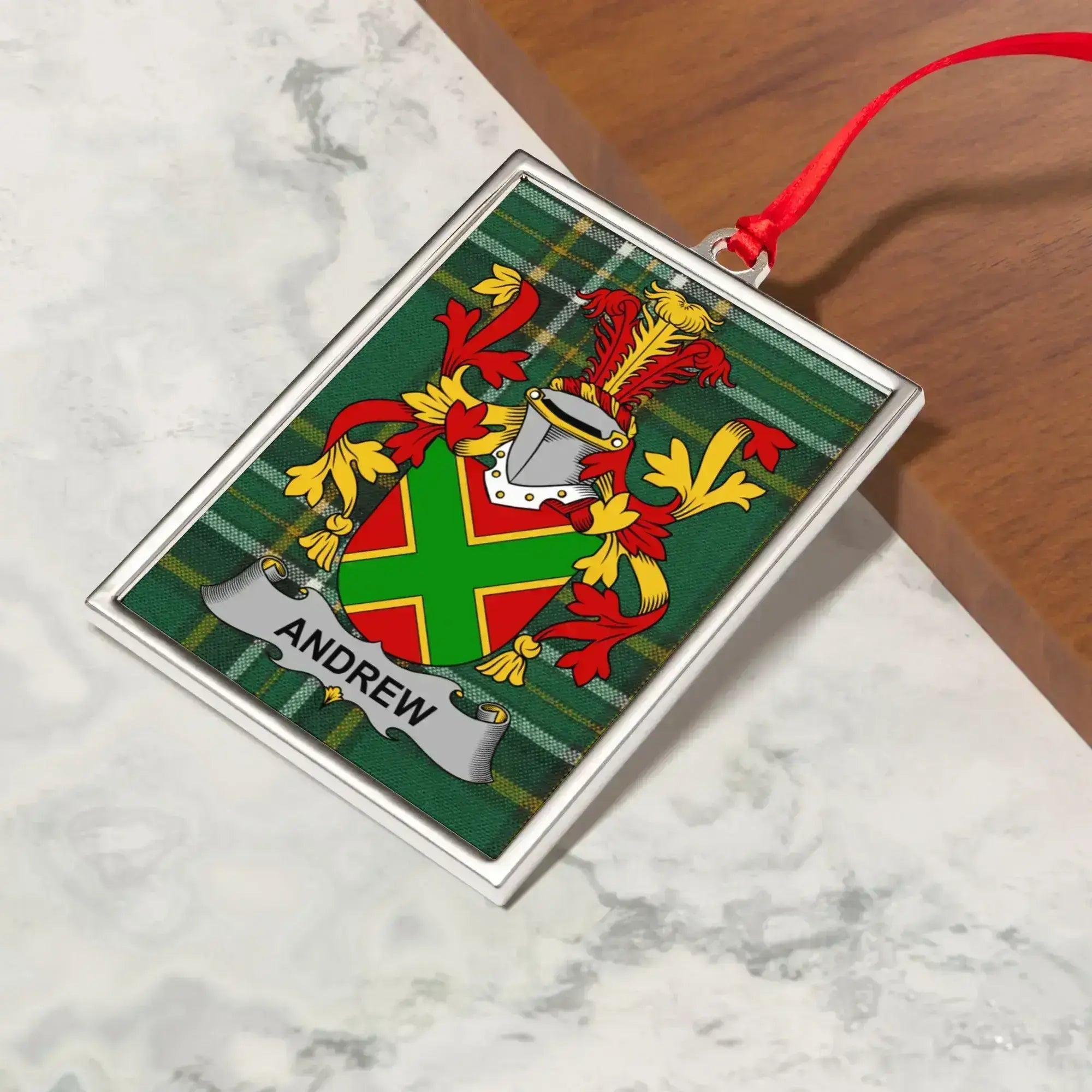 Personalized Family Crest Tartan Design Ornament product
