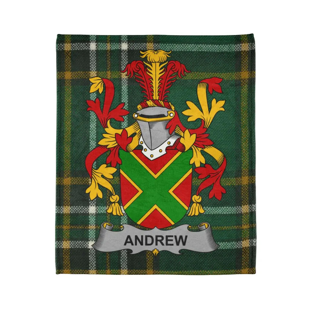 Custom Scottish Tartan Blanket Andrew Family Coat of Arms