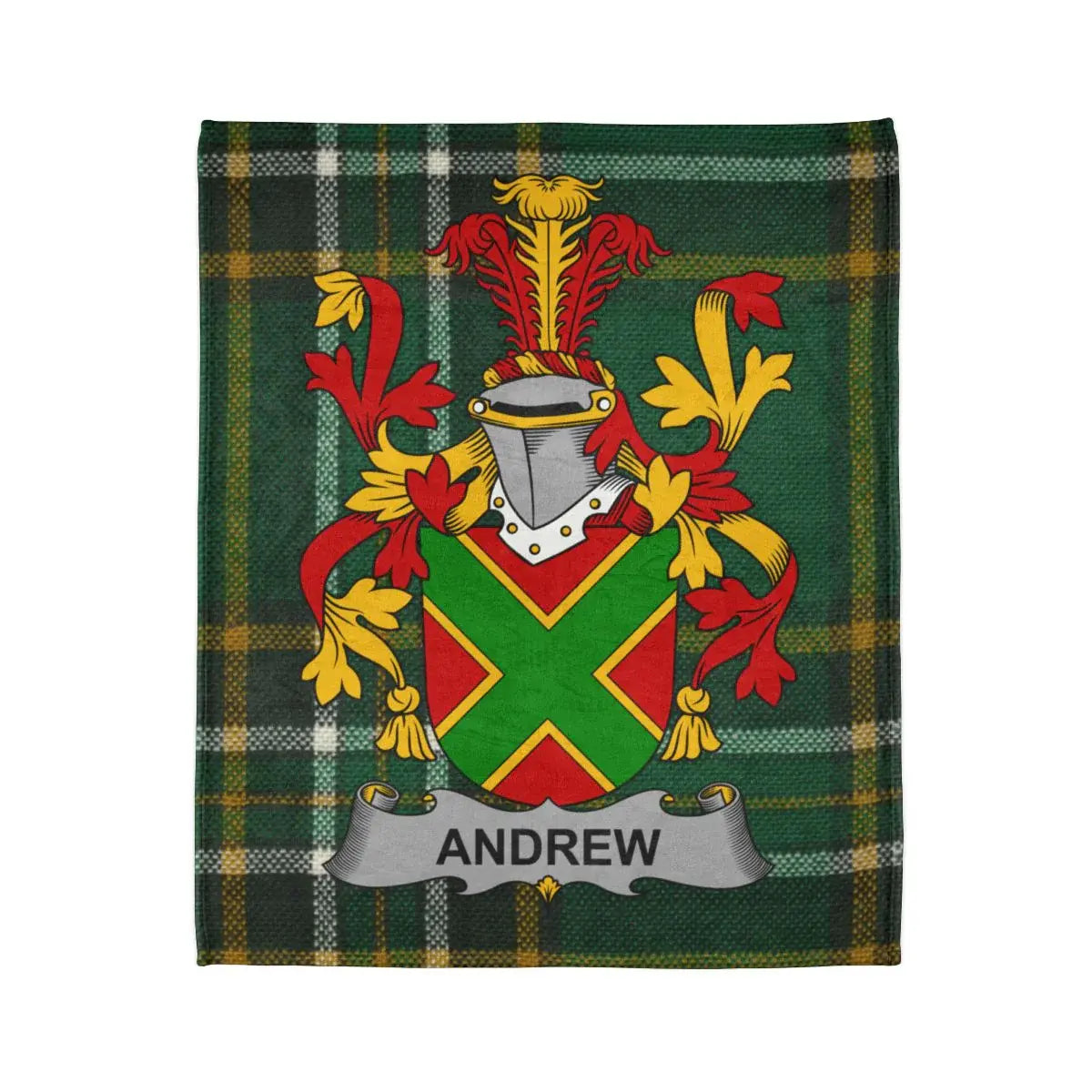 Custom Scottish Tartan Blanket Andrew Family Coat of Arms