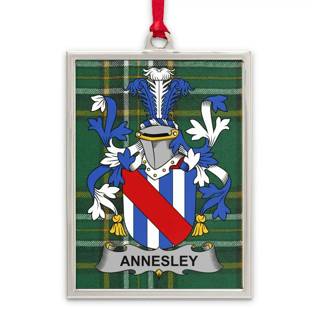 Personalized Annesley Family Crest Plaid Ornament product