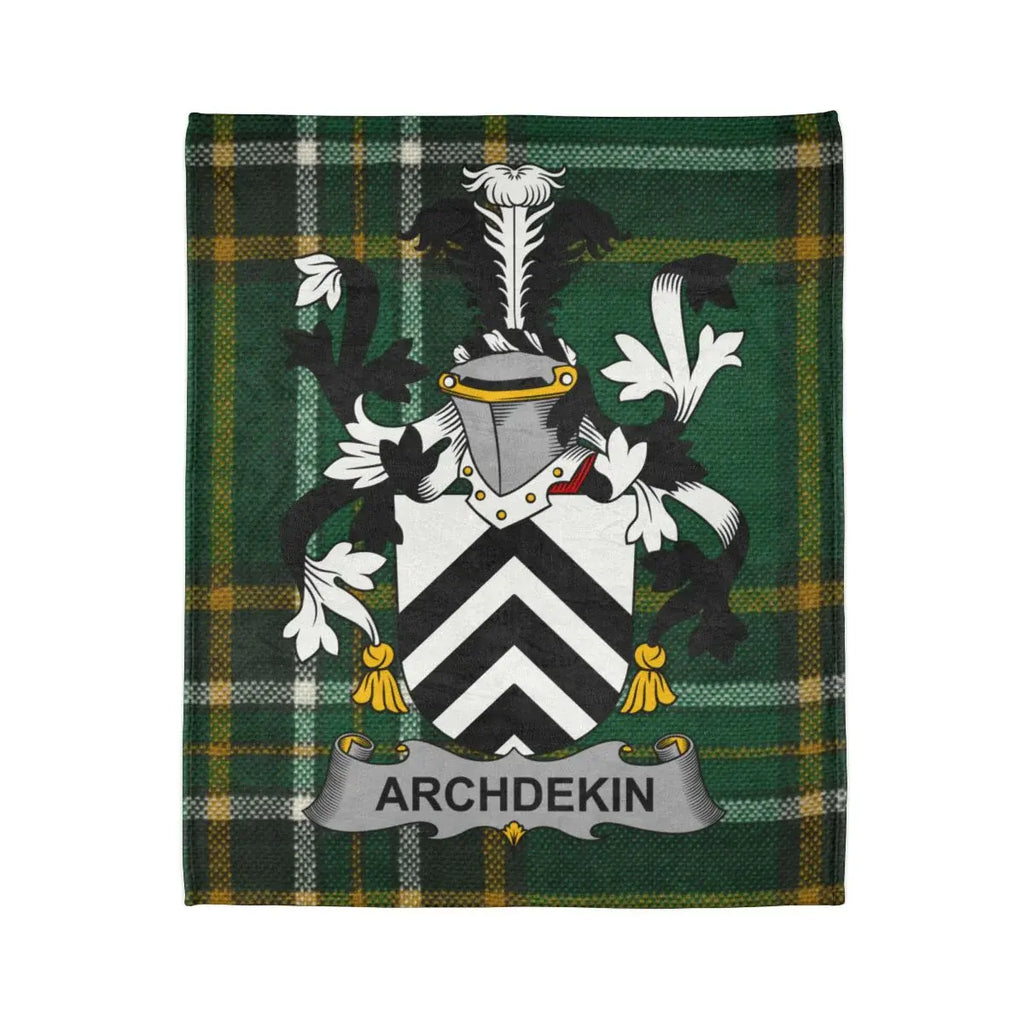 Archdekin Family Crest Green Tartan Blanket