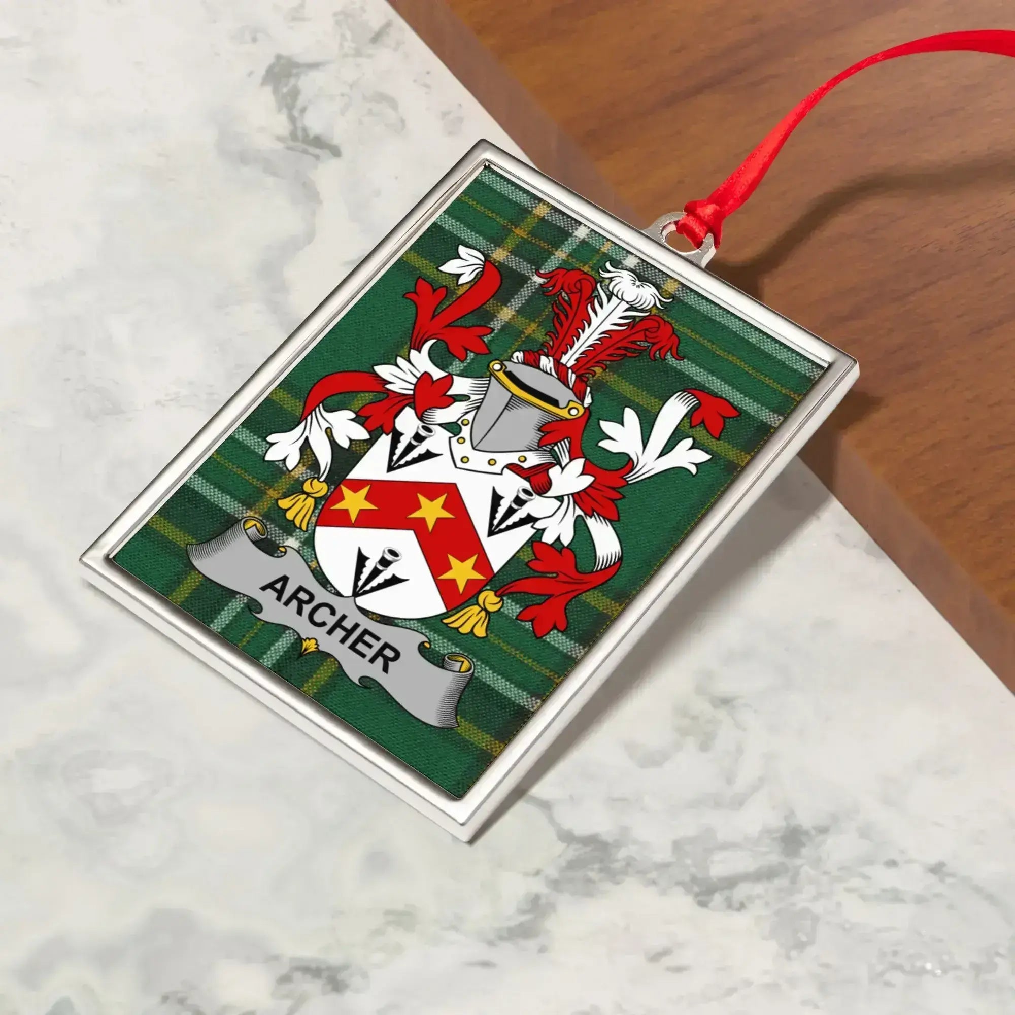 Archer Family Crest Plaid Design Ornament product