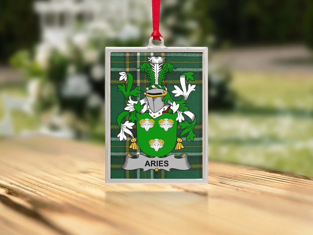 Aries Family Crest Custom Engraved Ornament product