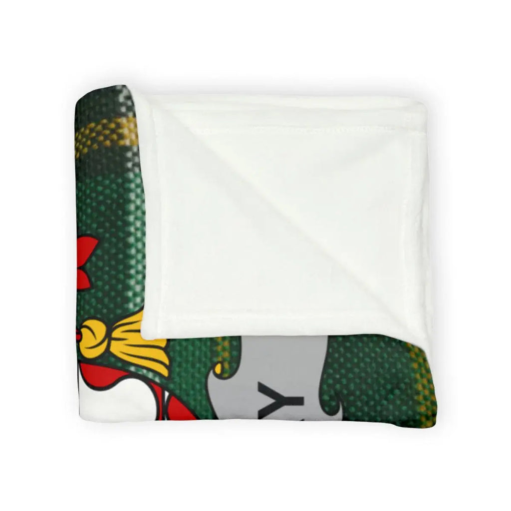 Cozy Christmas Santa Cat Green and White Blanket
