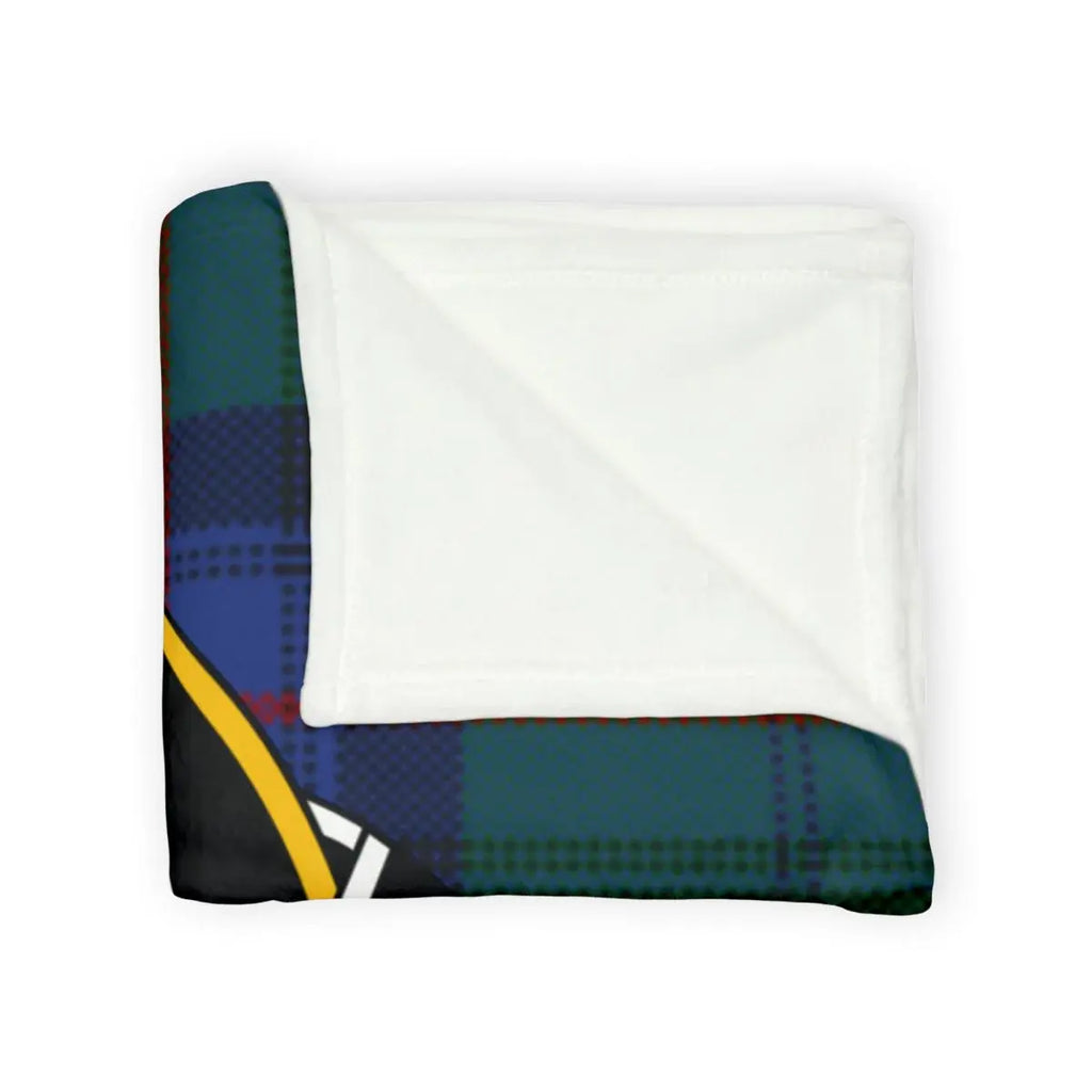 Armstrong clan crest printed throw blanket folded — soft tartan design, Scottish heritage