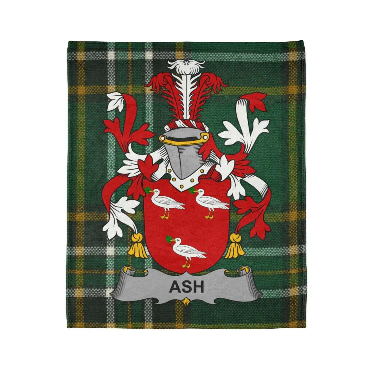 Ash Family Crest Plaid Blanket Heritage Gift