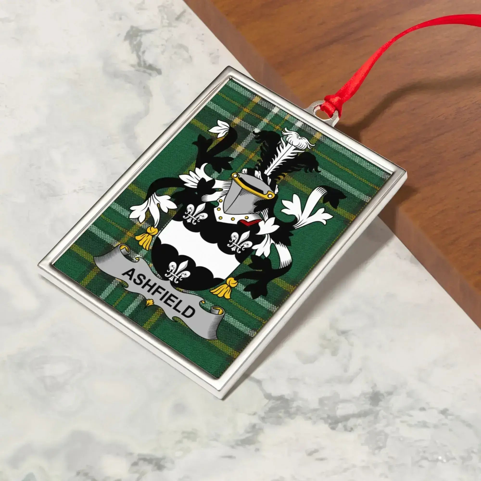Ashfield Family Crest Green Plaid Decorative Ornament product type