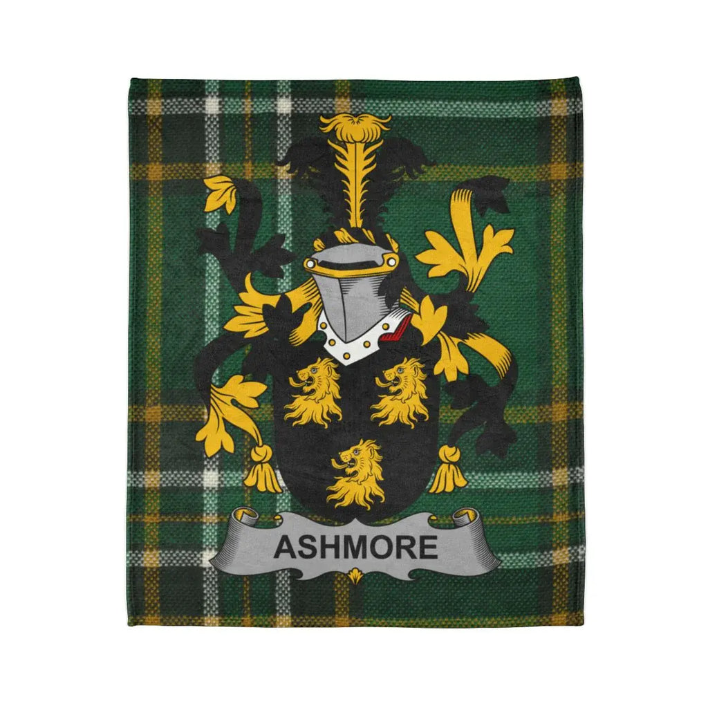 Ashmore Green Plaid Blanket with Family Crest Design
