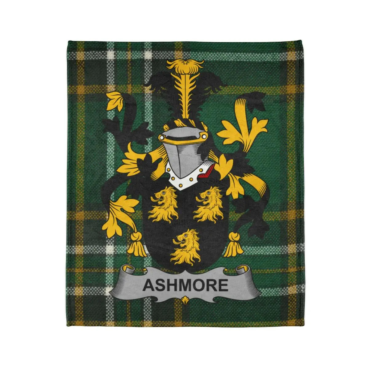 Ashmore Green Plaid Blanket with Family Crest Design