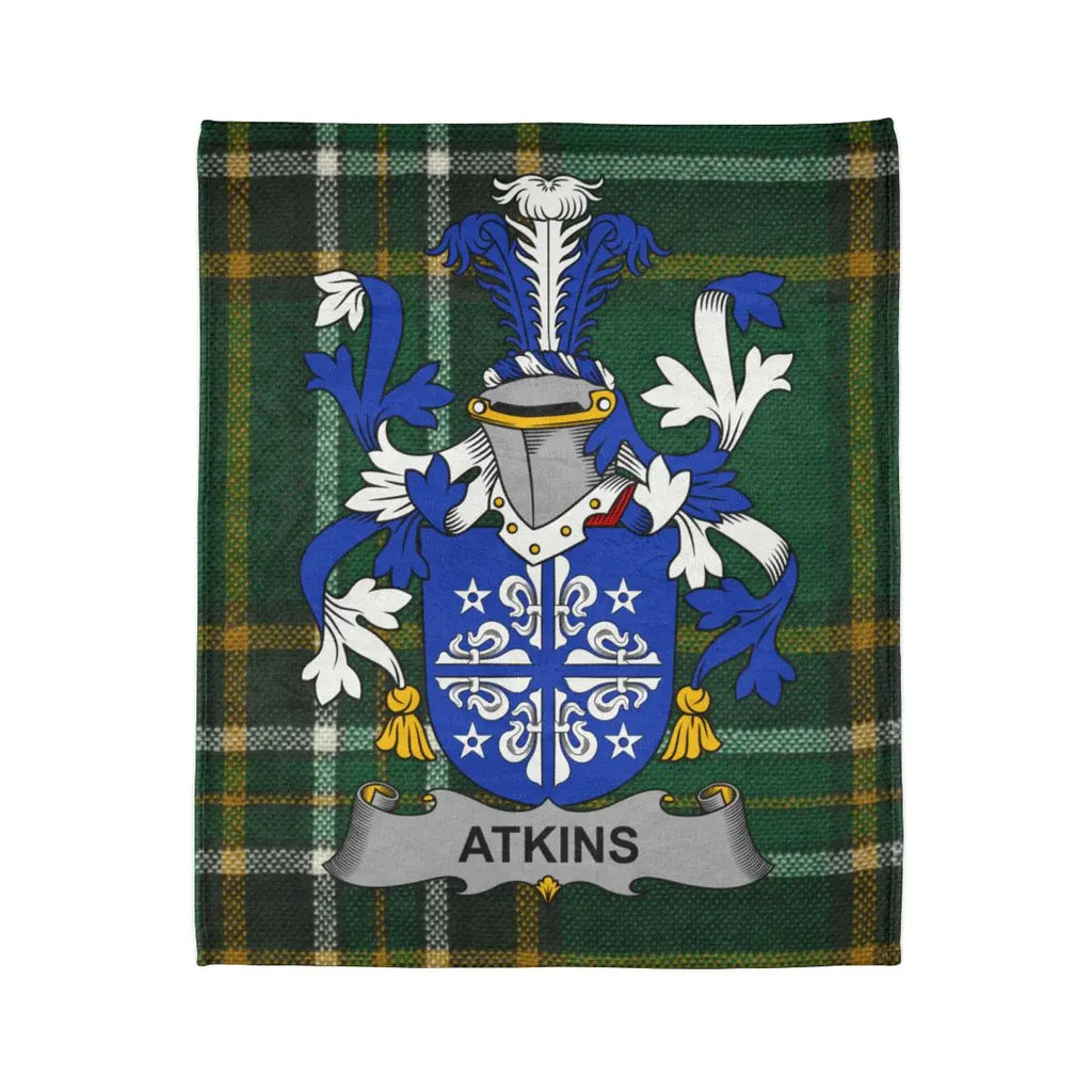 Personalized Atkins Family Crest Tartan Blanket