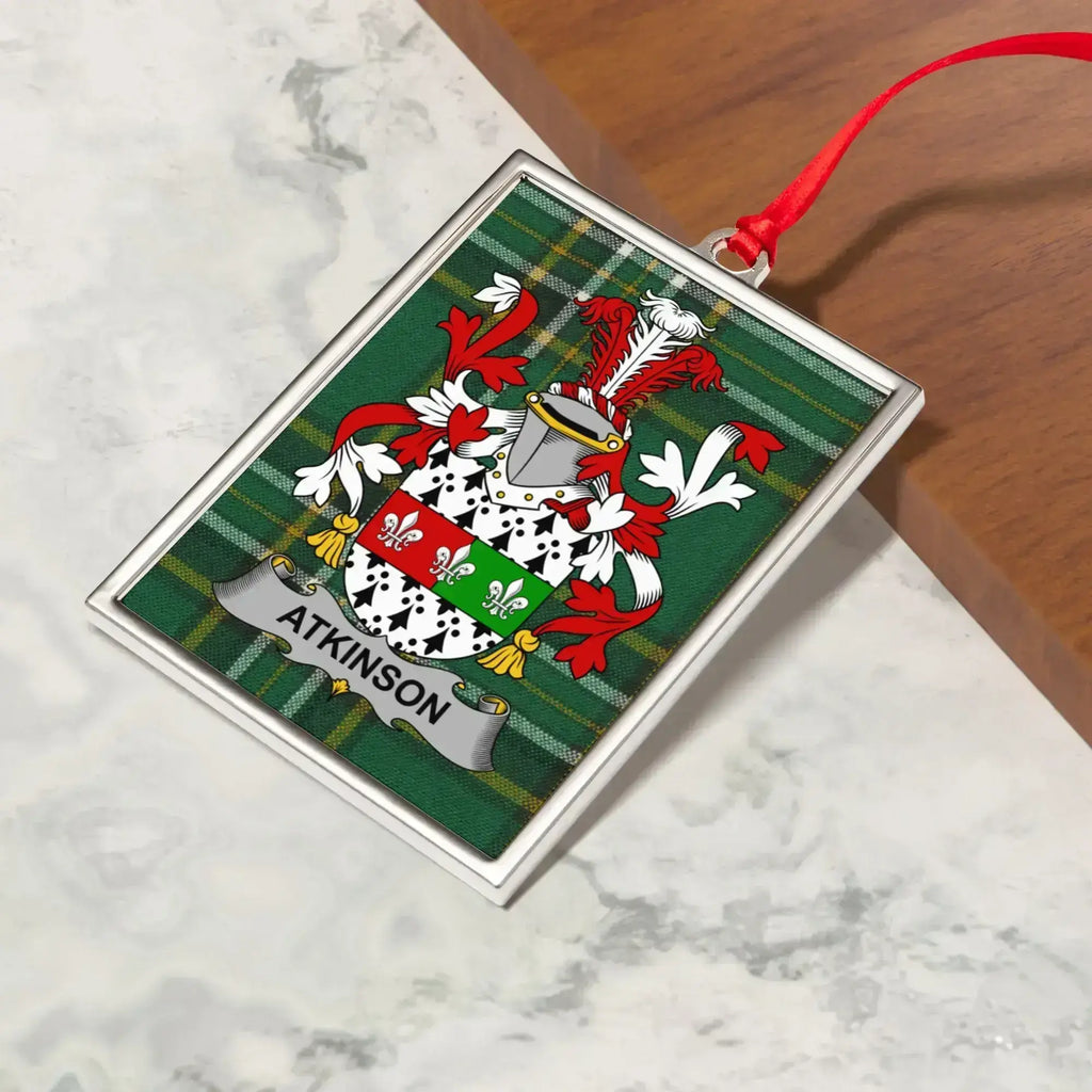 Atkinson Family Crest Plaid Christmas Ornament product