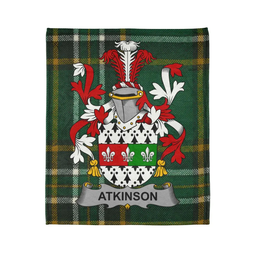 Atkinson Family Crest Green Plaid Tartan Blanket