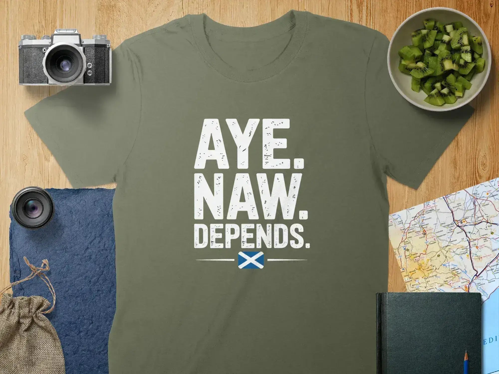 Aye Naw Depends Scottish Humour Graphic T-shirt product