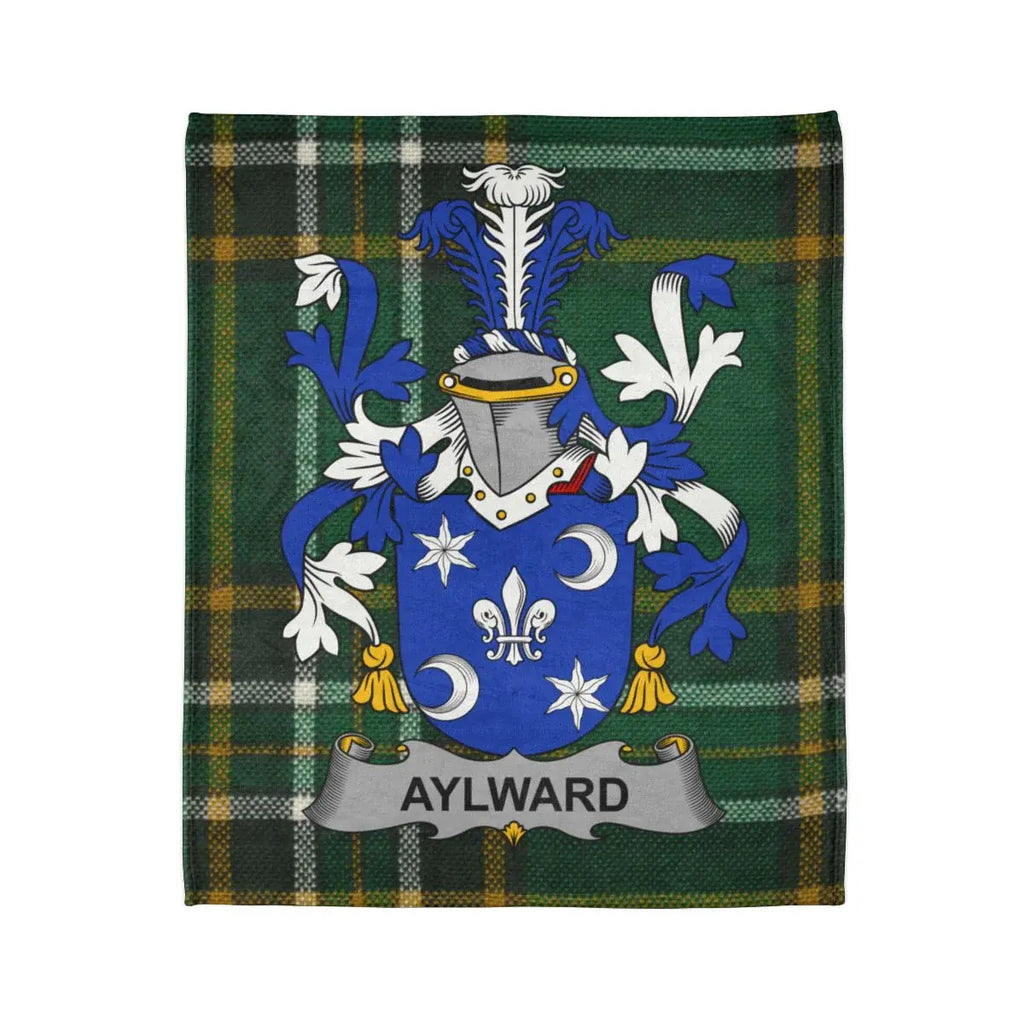 Aylward Coat of Arms Crest on Tartan Background Blanket