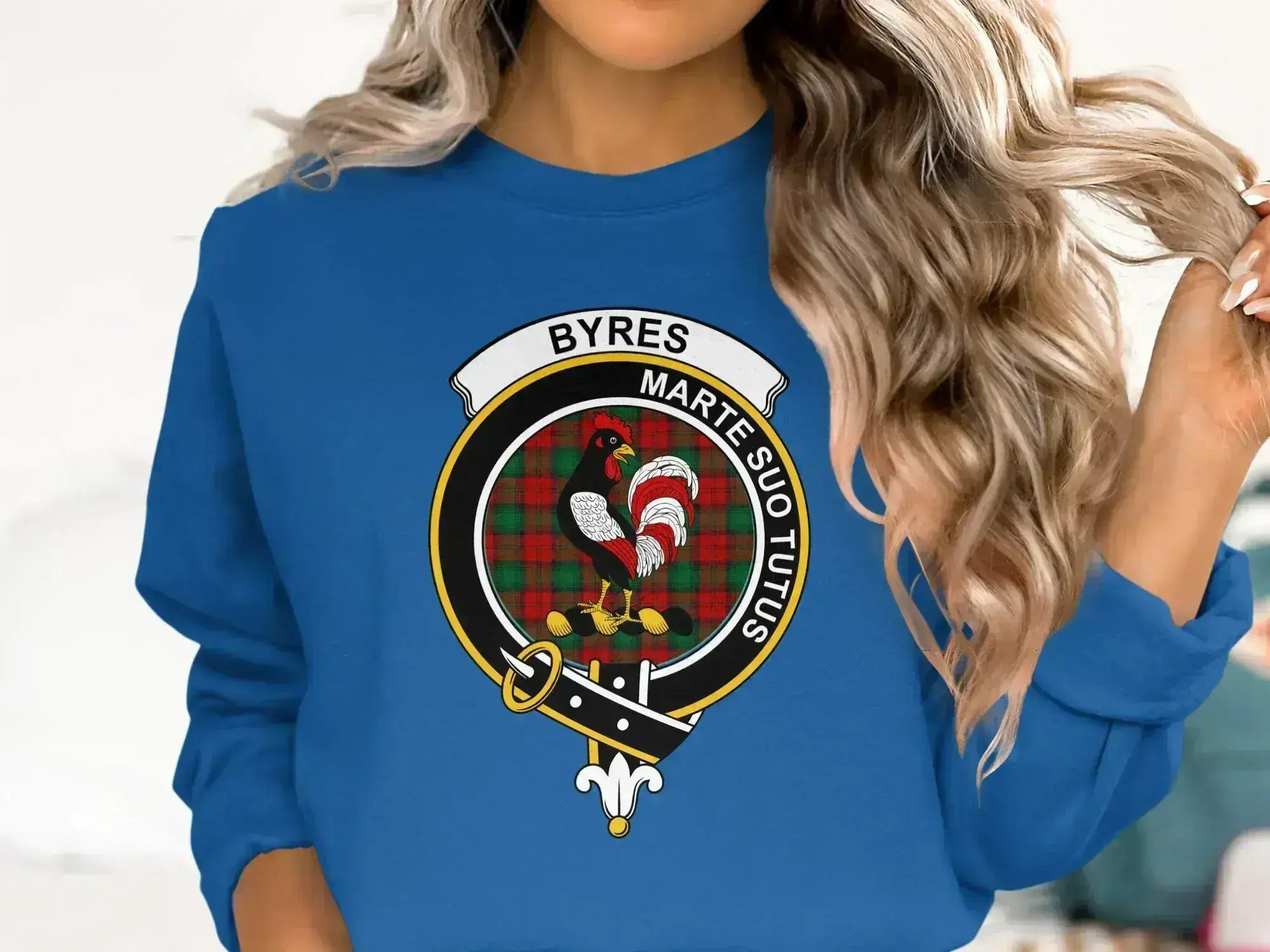 Clan Byres Emblem Design Printed Blue Sweatshirt product