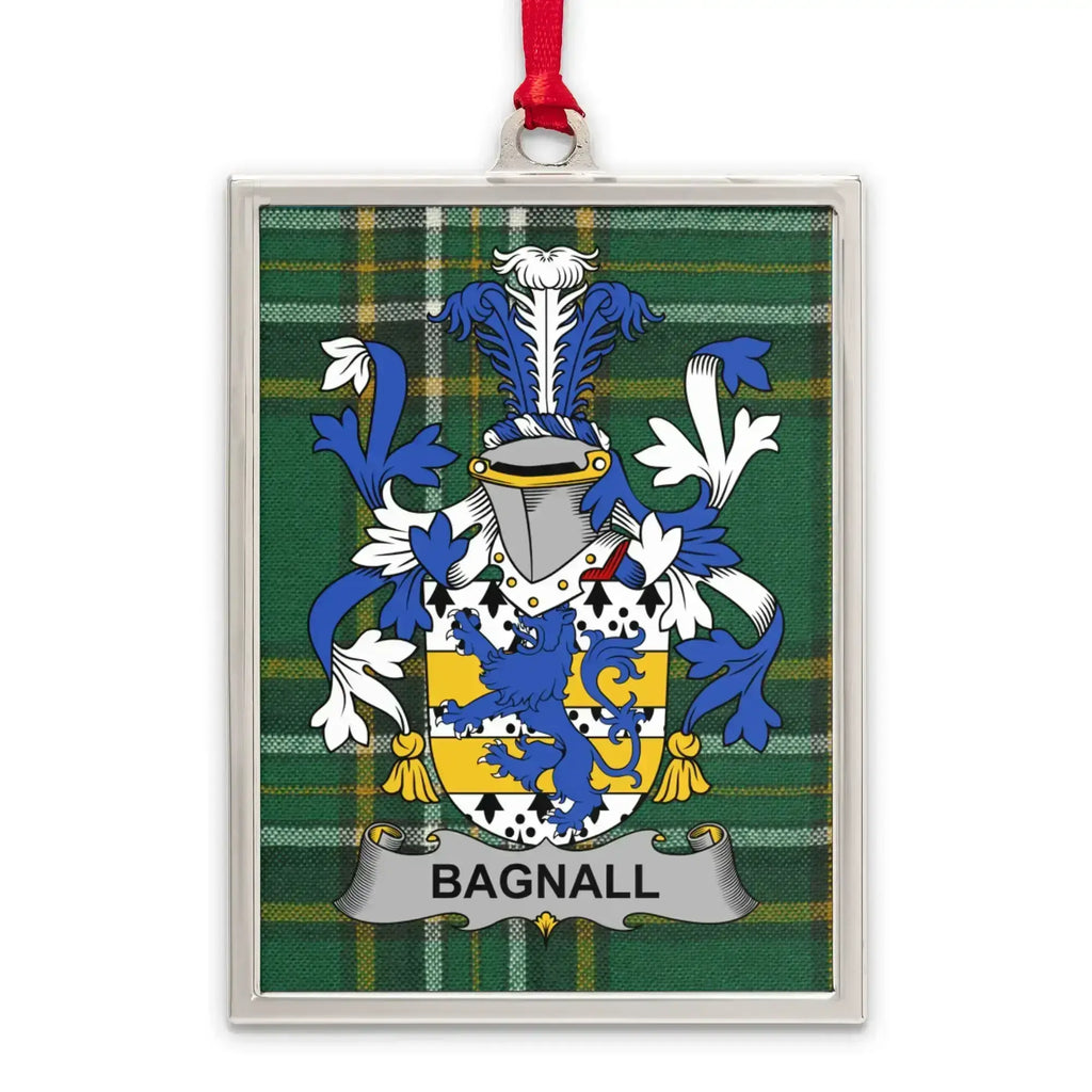 Bagnall Family Crest Tartan Background Hanging product