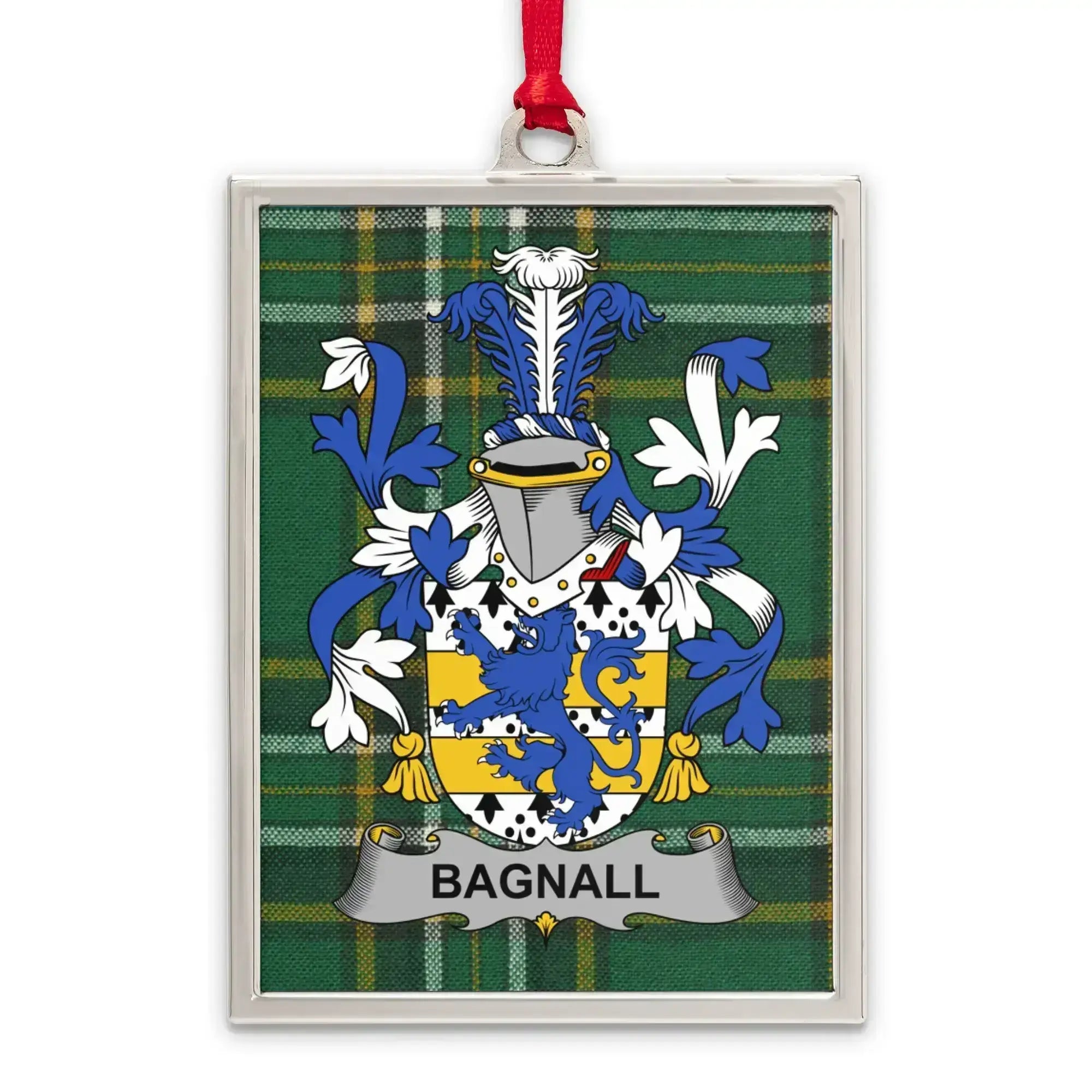 Bagnall Family Crest Tartan Background Hanging product
