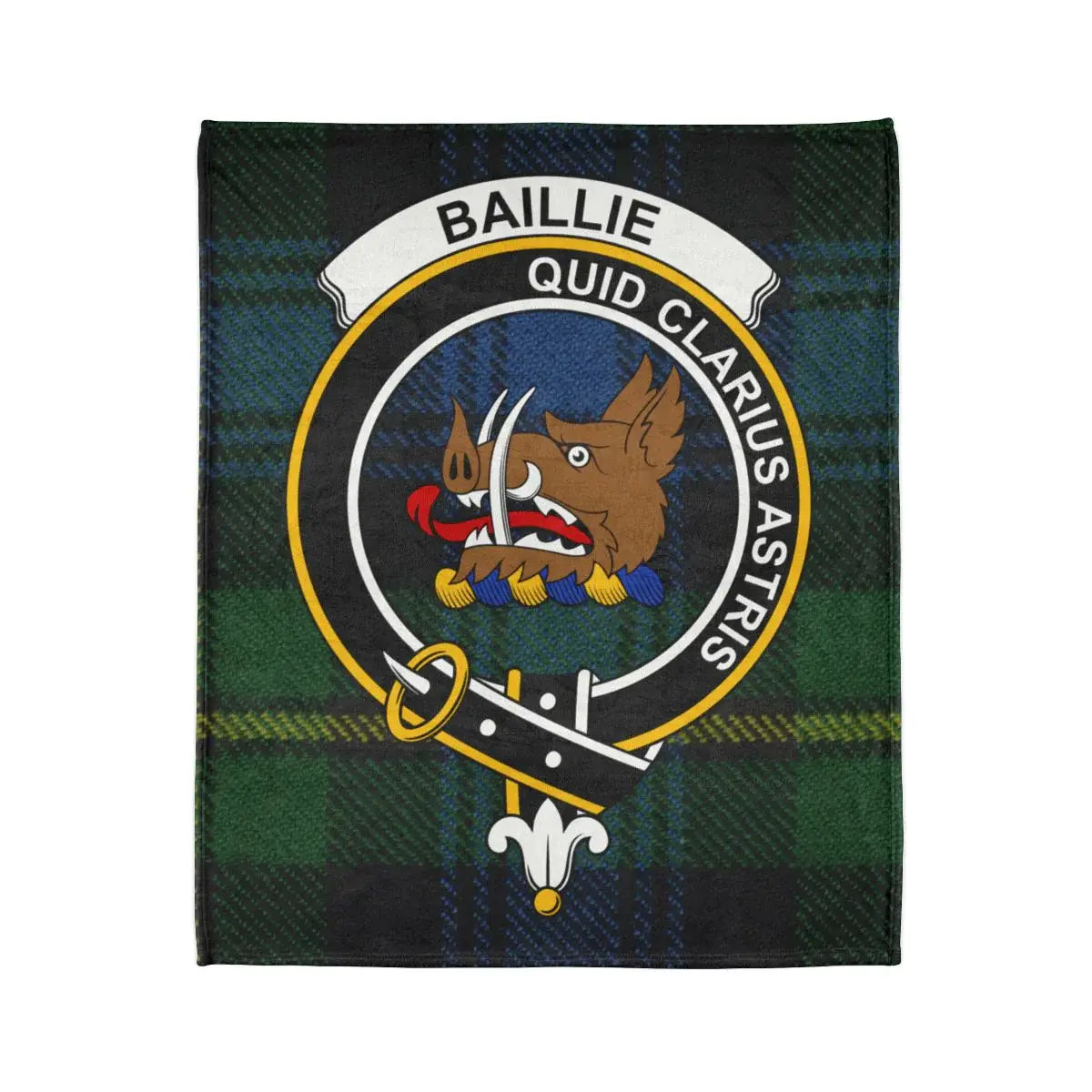 Baillie Family Crest Tartan Blanket Design