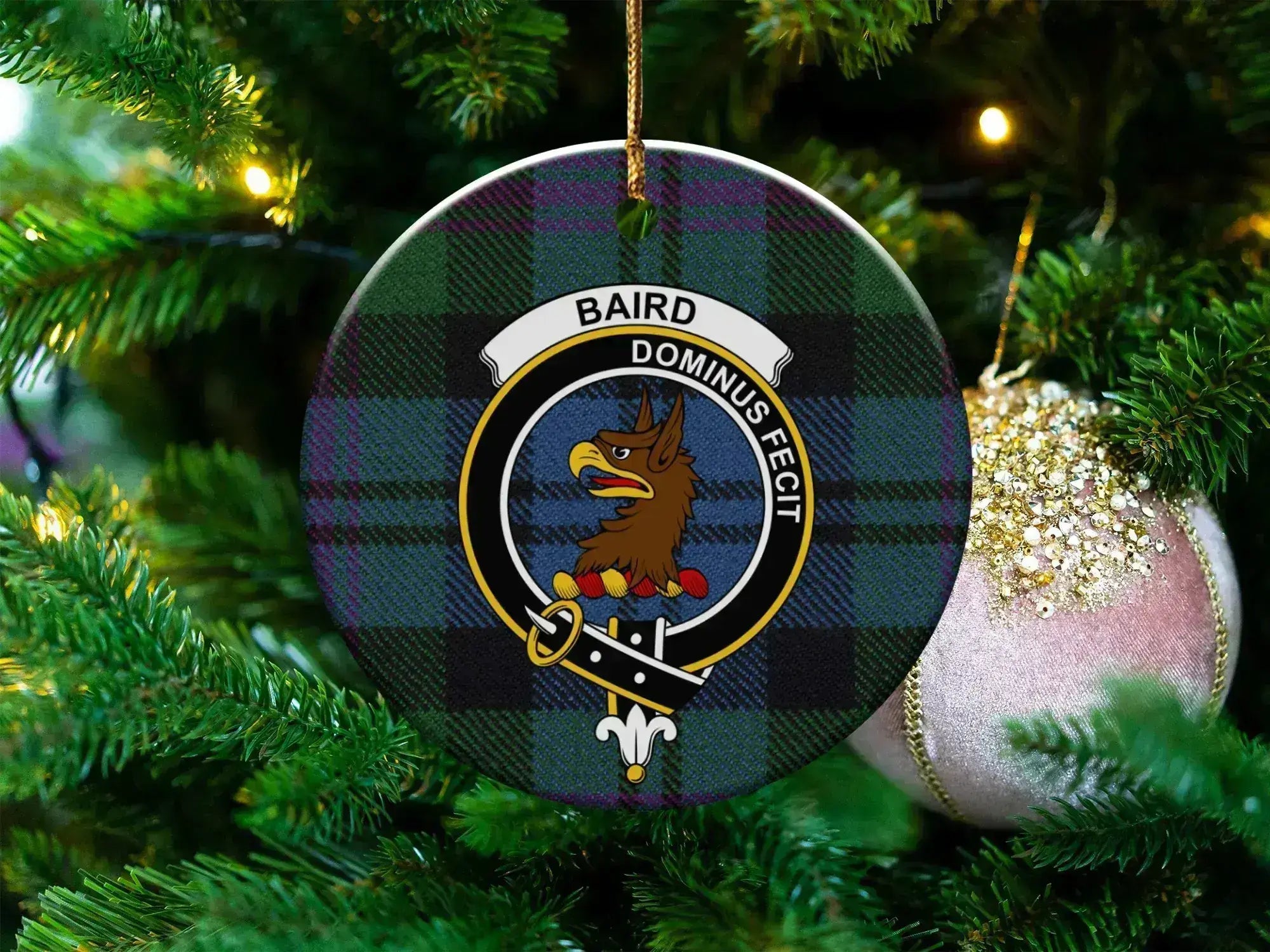 Baird Dominusfecit Plaid Pattern Circular Ornament product