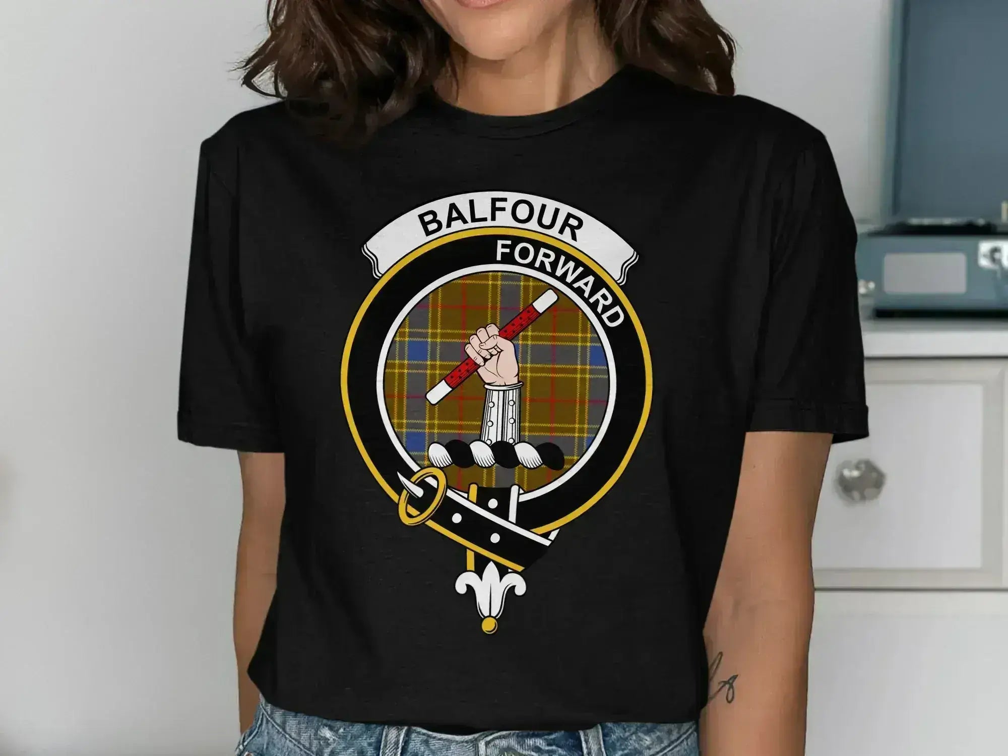 Balfour forwards crest t-shirt — forest green, clan design