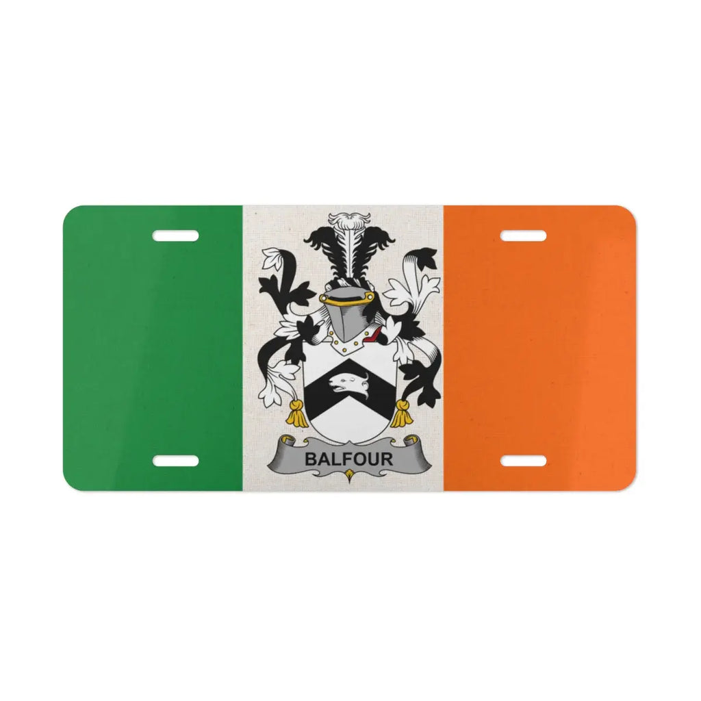 Irish Flag with Balfour Family Crest License Plate product