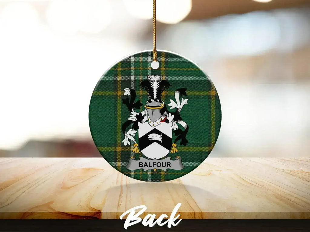Balfour Family Crest Tartan Round Christmas Ornament product