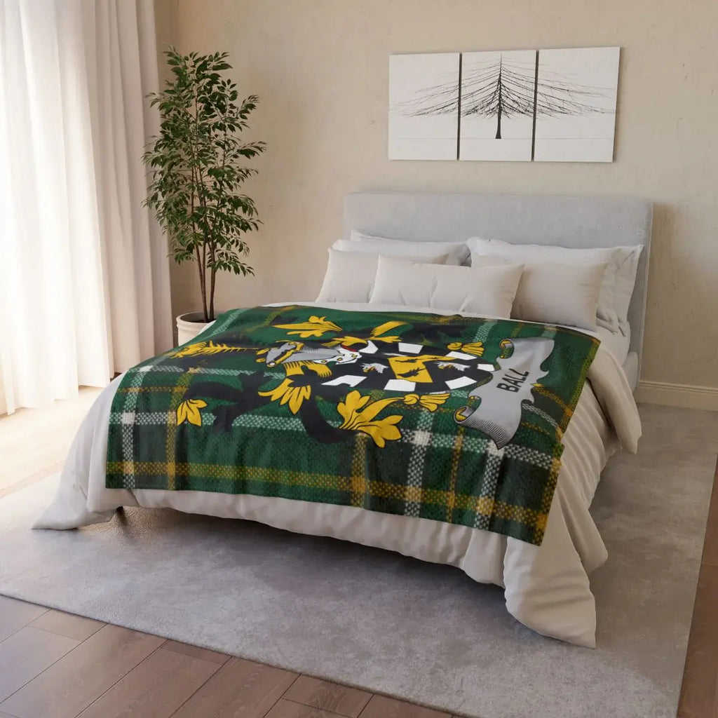 Cozy Green and Yellow Plaid Floral Bedding Blanket