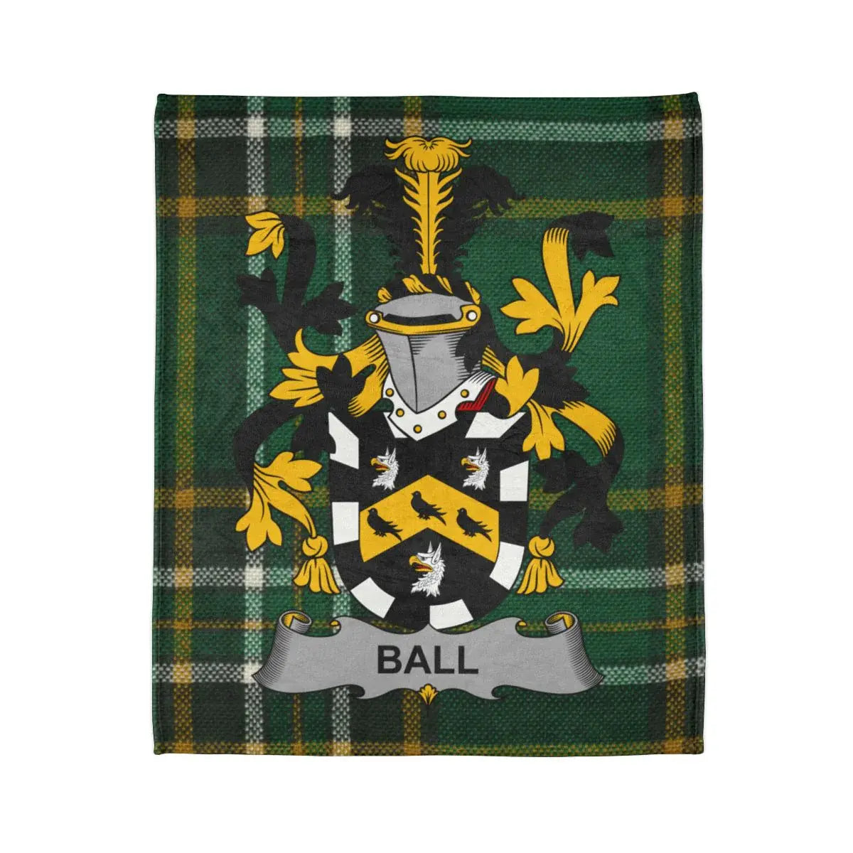 Custom Family Crest Blanket with Tartan Pattern