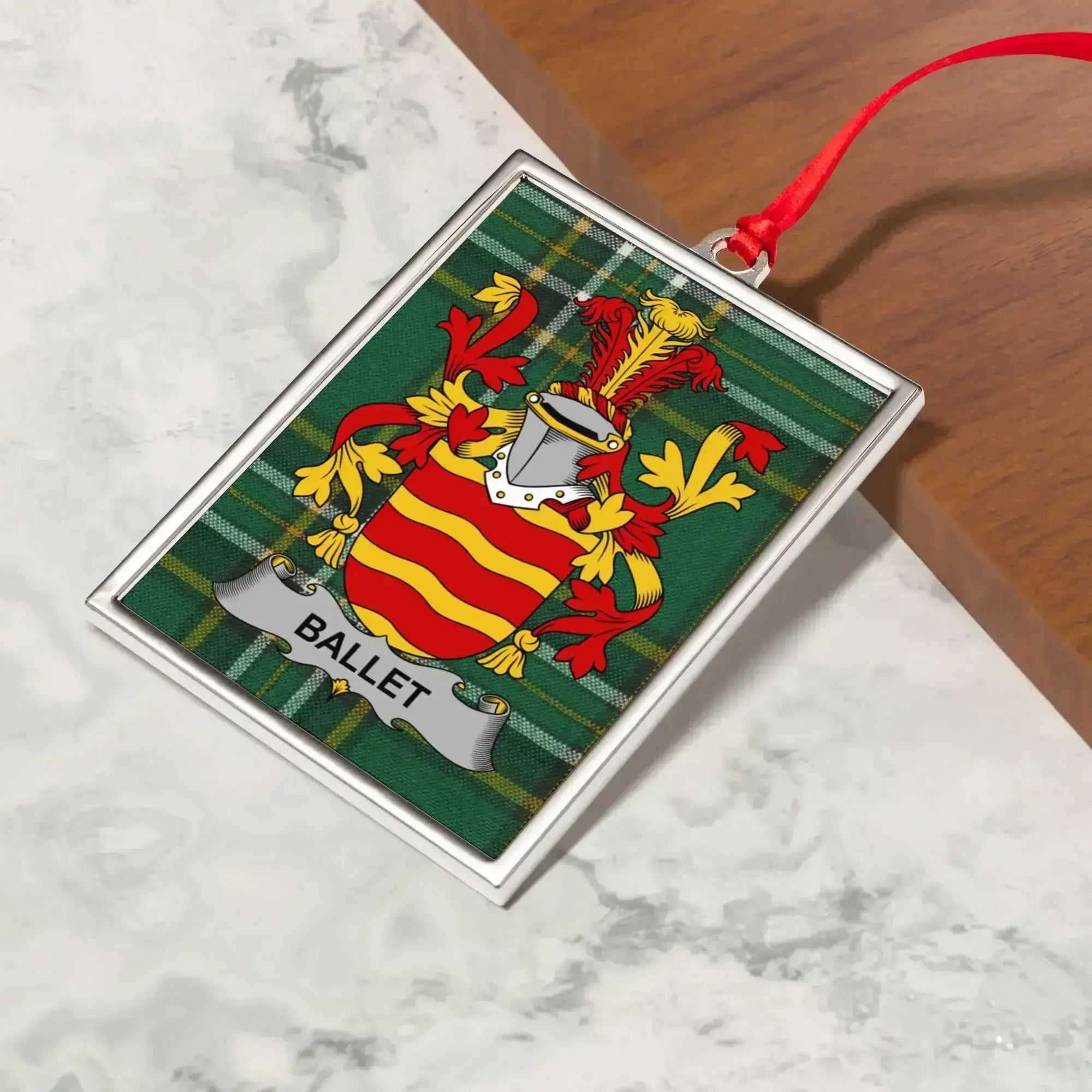 Heraldic Emblem Green Plaid Ballet Crest Ornament product type