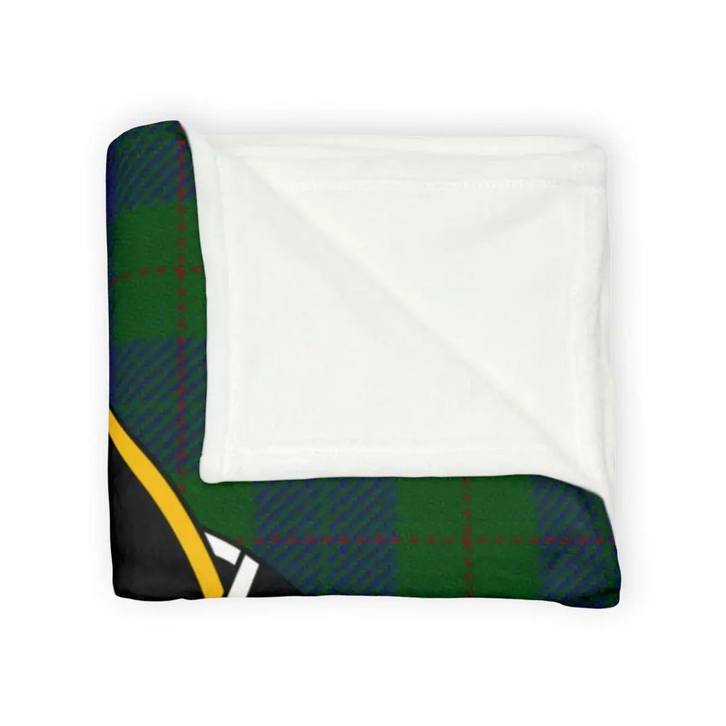 Clan Bannerman green tartan throw blanket with bold crest pattern — cosy everyday use