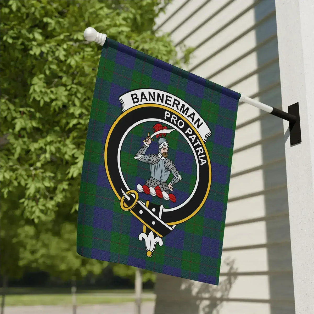 Clan Bannerman pro patria garden flag home decor — 12x18 inch, poly canvas