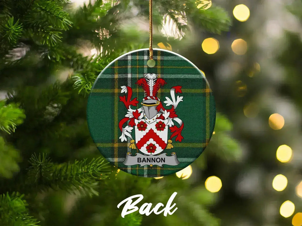 Personalized Family Crest Plaid Christmas Ornament product