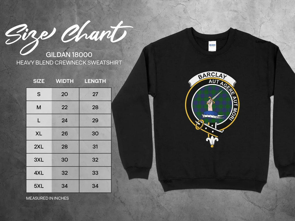 Barclay clan crest crewneck sweatshirt in forest green — Scottish heritage design, fleece S to 3XL