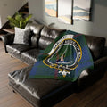 Clan Barclay polyester printed tartan throw blanket — clan crest design, 50x60 lightweight