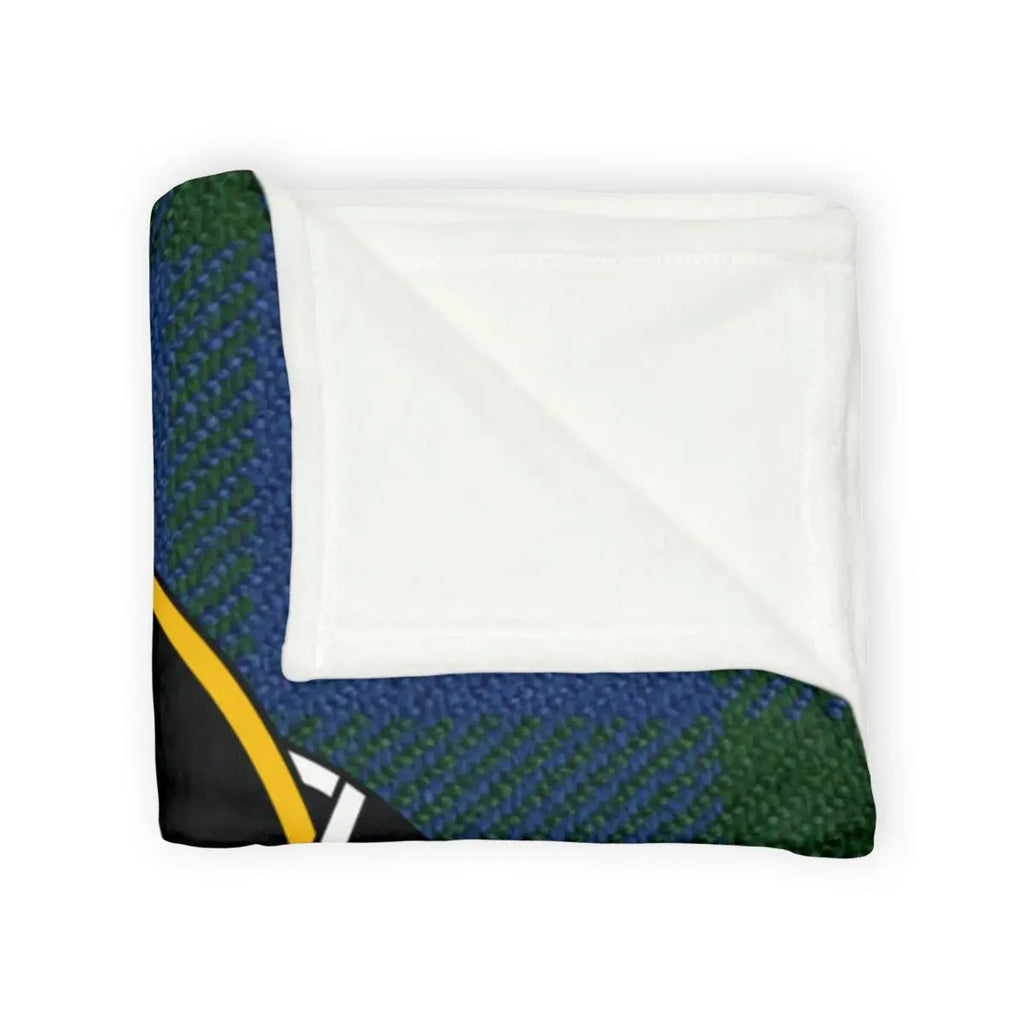 Barclay clan crest green and black tartan throw blanket — lightweight polyester, 50x60 inches