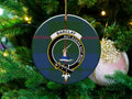 Clan Barclay Scottish tartan ceramic Christmas ornament — 3 inch round, Aut Agere Aut Mori, glossy finish