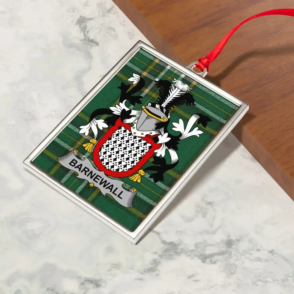 Barnewall Coat of Arms Green Plaid Ornament product